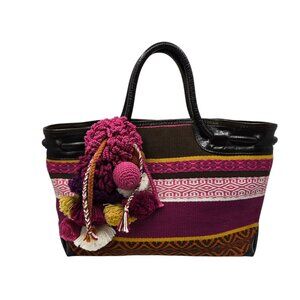 Sumaqkay Paracas Peruvian Purse Leather & Hand Woven Fabric Purse